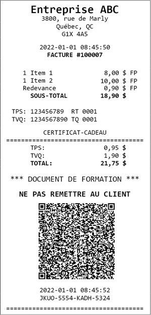Example of a training document