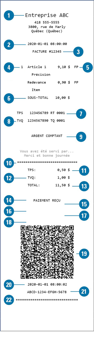 Exemple de facture qui contient les renseignements prescrits