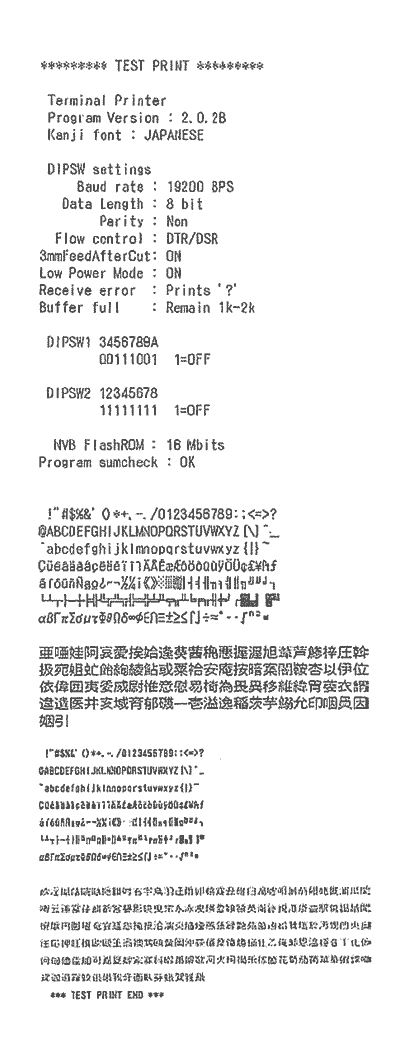 Printer status report RS-232
