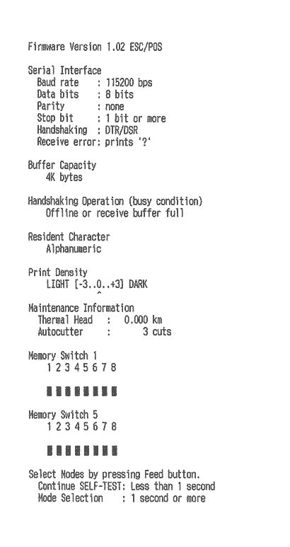 Rapport d'état d'imprimante RS-232