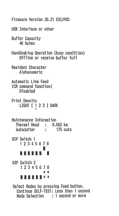 Rapport d'état d'imprimante RS-232