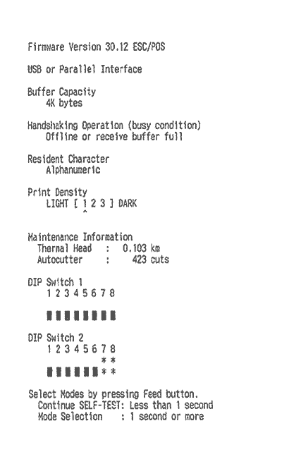 Rapport d'état d'imprimante RS-232