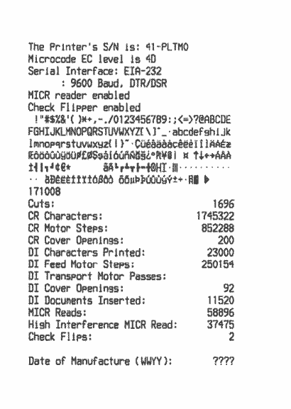 Rapport d'état d'imprimante RS-232
