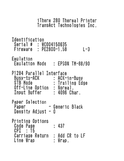 Rapport d'état d'imprimante RS-232
