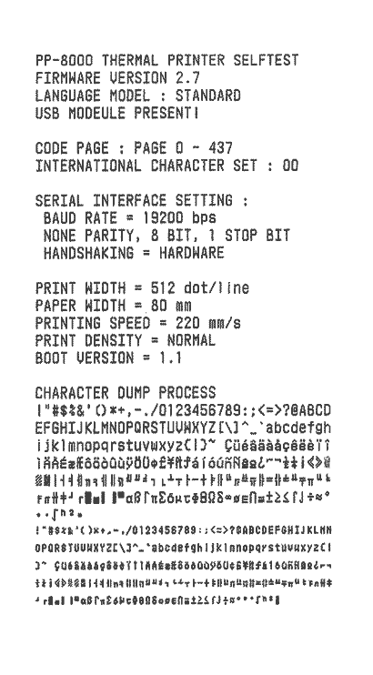 Printer status report RS-232