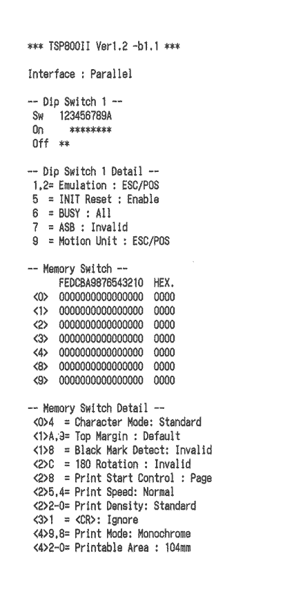 Printer status report RS-232