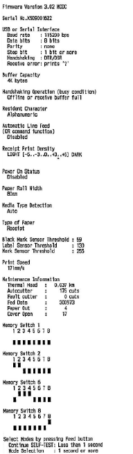 Rapport d'état d'imprimante RS-232
